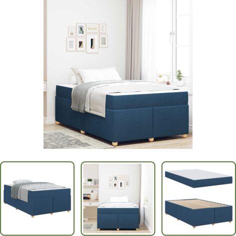 vidaXL Telaio letto -  Struttura del letto con materasso Blu 120 x 200 cm Tessuto