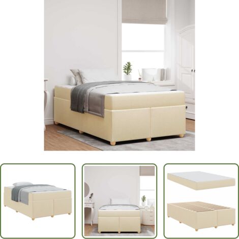 vidaXL Telaio letto -  Struttura del letto con materasso Crema 120 x 200 cm Tessuto