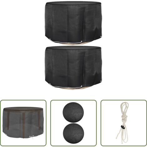 vidaXL Teli protettivi per rattan -  Coperture Mobili da Giardino 2pz 6 Occhielli Ø125x75 cm Rotonde