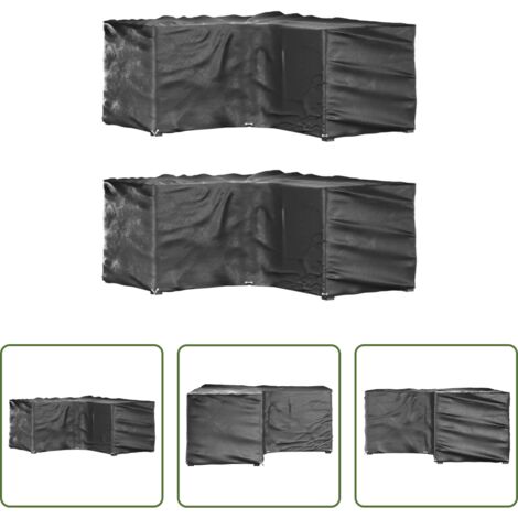 vidaXL Teli protettivi per rattan -  Coperture Mobili da Giardino a L 2pz 16 Occhielli 215x215x90cm