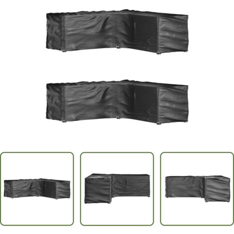 vidaXL Teli protettivi per rattan -  Coperture Mobili da Giardino a L 2pz 16 Occhielli 285x285x90cm