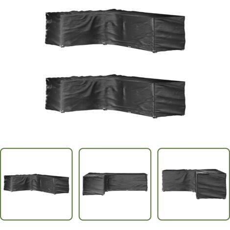 vidaXL Teli protettivi per rattan -  Coperture Mobili da Giardino a L 2pz 18 Occhielli 220x285x80cm