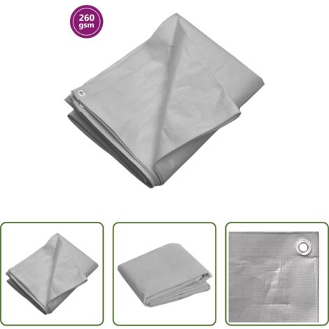 vidaXL Telo in polietilene -  Telone 260 g/m² 4x8 m Grigio HDPE