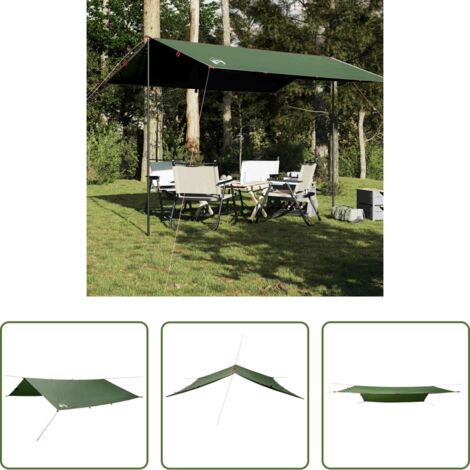 vidaXL Telone da trekking -  Telone da Campeggio Verde 360x294 cm Impermeabile