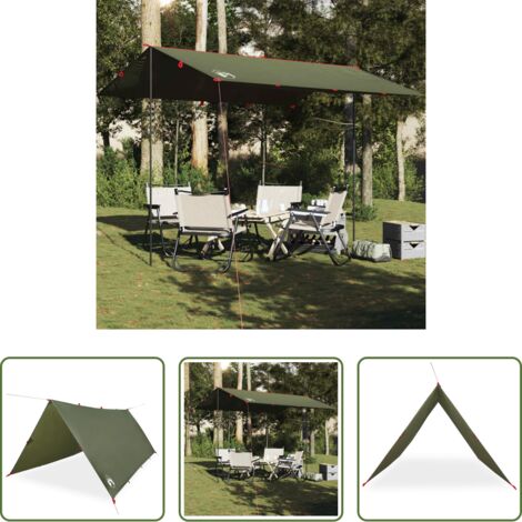 vidaXL Telone da trekking -  Telone da Campeggio Verde Oliva 366x306 cm Impermeabile
