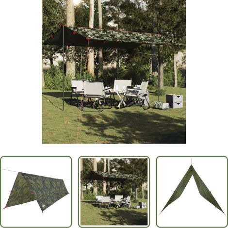 vidaXL Telone impermeabile -  Telone da Campeggio Mimetica 506x306 cm Impermeabile