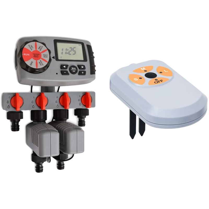 

vidaXL Temporizador automático riego 4 estaciones y sensor humedad 3V - Multicolor
