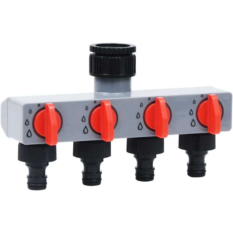 

vidaXL Temporizador de agua automático para jardín válvula de 4 vías - Gris