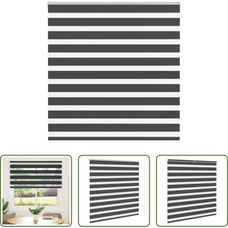 vidaXL Tenda a due strati -  Tenda a Rullo Zebra Nero Larghezza Tessuto 140,9 cm Poliestere