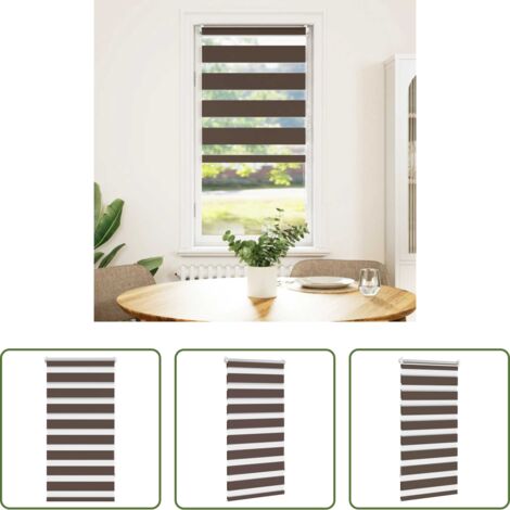 vidaXL Tenda a rullo caffè -  Tenda a rullo zebrata 80,9x150 cm Larghezza tessuto 76,7 cm caffè