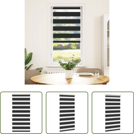 vidaXL Tenda a rullo nera -  Tenda a rullo zebra 80,9x150 cm Tessuto Larghezza 76,7 cm nero