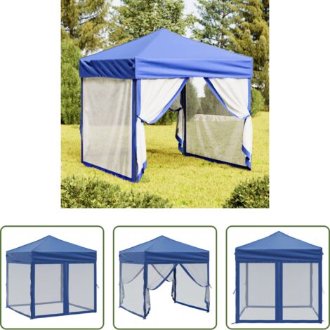 vidaXL Tenda all'aperto -  Tenda per Feste Pieghevole con Pareti Laterali Blu 2x2 m