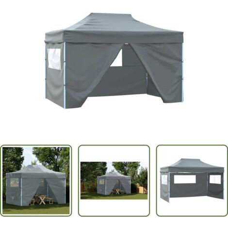 vidaXL Tenda all'aperto -  Tenda Pieghevole Pop-Up 4 Pareti Laterali 3x4,5 m Antracite