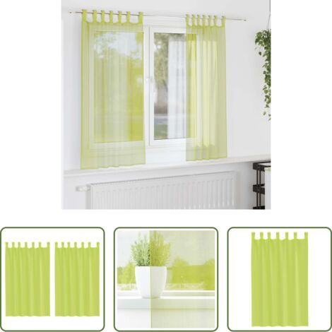 vidaXL Tenda con linguetta -  Tende in Voile con Linguetta 2 pz Verde Mela