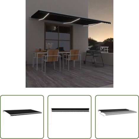 vidaXL Tenda con luci LED -  Tenda Automatica con Sensore Vento e LED 600x300 cm Antracite