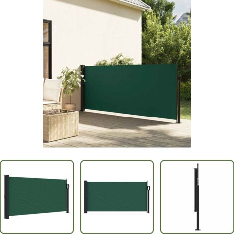 vidaXL Tenda da balcone -  Tenda da Sole Laterale Retrattile Verde Scuro 100x300 cm