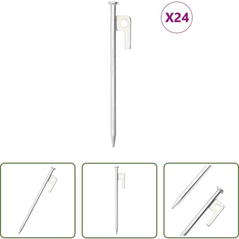 vidaXL Tenda da campeggio -  Picchetti per Tenda 24 pz 20 cm 9 mm in Acciaio Zincato
