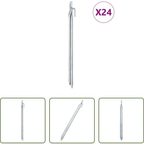 vidaXL Tenda da campeggio -  Picchetti Tenda 24 pz Forma di V 29,5 cm Ø20 mm Acciaio Zincato
