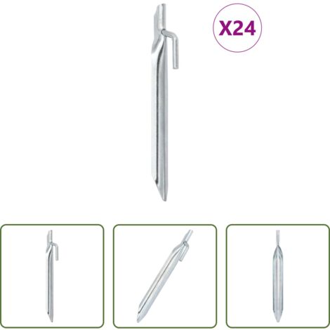 vidaXL Tenda da campeggio -  Picchetti Tenda 24pz a Forma di V 17 cm Ø20 mm Acciaio Zincato