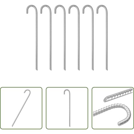 vidaXL Tenda da esterno -  Picchetti per Tenda 6 pz 41,5 cm Ø12 mm in Acciaio Zincato