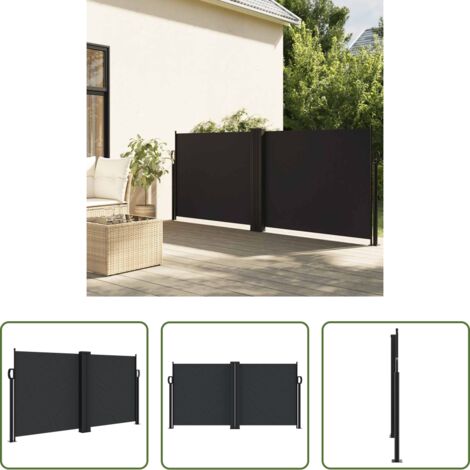 vidaXL Tenda da giardino -  Tenda da Sole Laterale Retrattile Nera 120x1200 cm