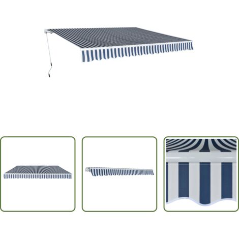 vidaXL Tenda da giardino -  Tenda da Sole Pieghevole Manuale 400 cm Blu/Bianca
