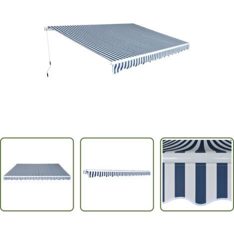 vidaXL Tenda da giardino -  Tenda da Sole Pieghevole Manuale 450 cm Blu/Bianca