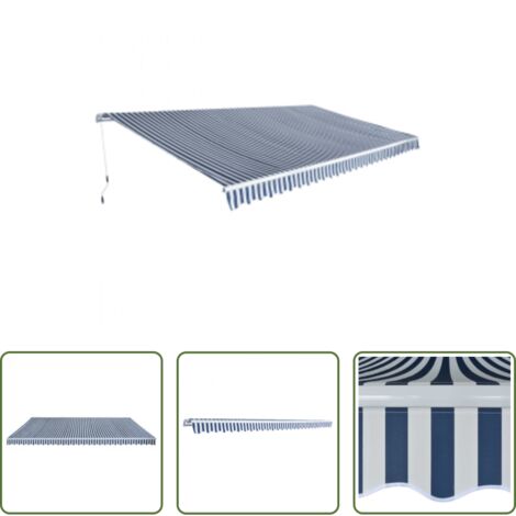 vidaXL Tenda da giardino -  Tenda da Sole Pieghevole Manuale 600 cm Blu/Bianca