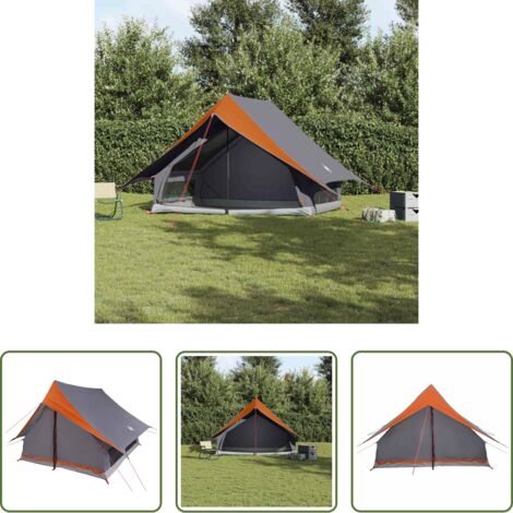 vidaXL Tenda da giardino -  Tenda Familiare con tetto Grigio e arancione 315 x 286 x 200 cm