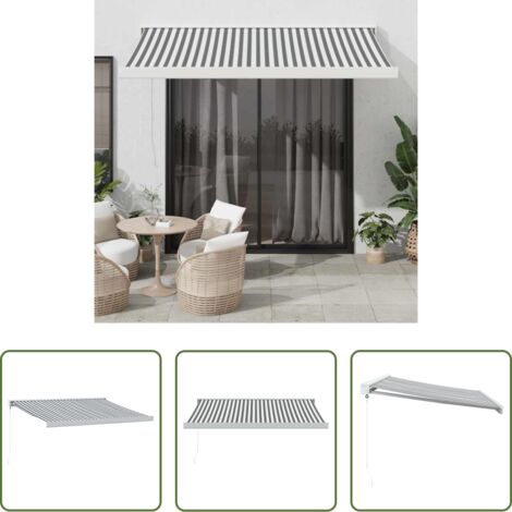vidaXL Tenda da giardino -  Tenda Retrattile Antracite e Bianca 3,5x2,5m Tessuto/Alluminio