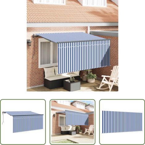 vidaXL Tenda da giardino -  Tenda Retrattile Blu e Bianco 300 x 200 cm