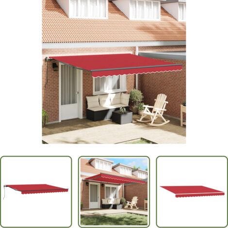 vidaXL Tenda da giardino -  Tenda Retrattile Rosso 400 × 300 cm Tessuto e Alluminio