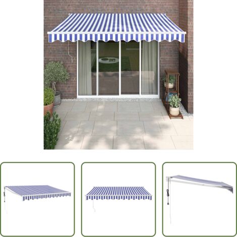vidaXL Tenda da giardino -  Tenda Sole Automatica Retrattile Blu e Bianca 3,5x2,5 m