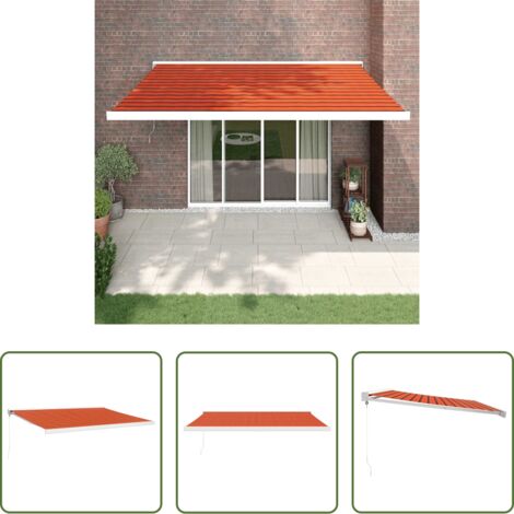 vidaXL Tenda da giardino -  Tenda Sole Retrattile Arancione Marrone 4x3m Tessuto Alluminio