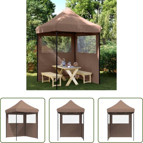 vidaXL Tenda da giardino -  Tendone per Feste Pieghevole Pop-Up con 2 Pareti Marrone