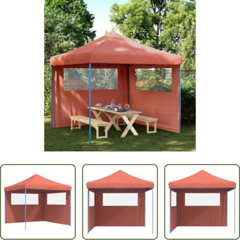 vidaXL Tenda da giardino -  Tendone per Feste Pieghevole Pop-Up con 2 Pareti Terracotta