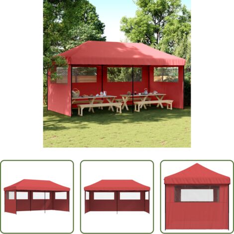 vidaXL Tenda da giardino -  Tendone per Feste Pieghevole Pop-Up con 3 Pareti Bordò