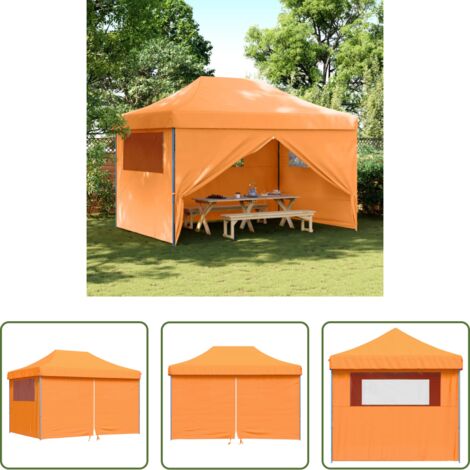 vidaXL Tenda da giardino -  Tendone per Feste Pieghevole Pop-Up con 4 Pareti Arancione