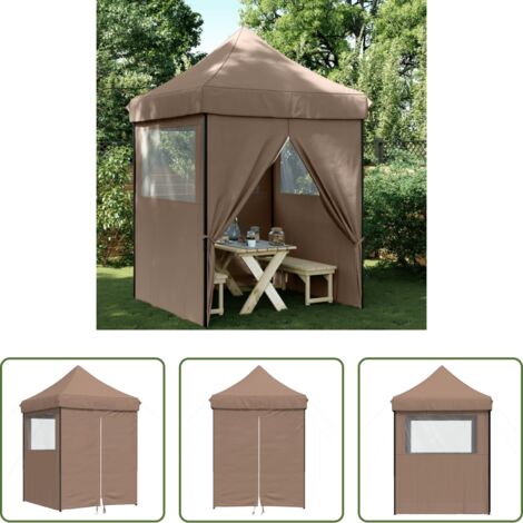 vidaXL Tenda da giardino -  Tendone per Feste Pieghevole Pop-Up con 4 Pareti Marrone