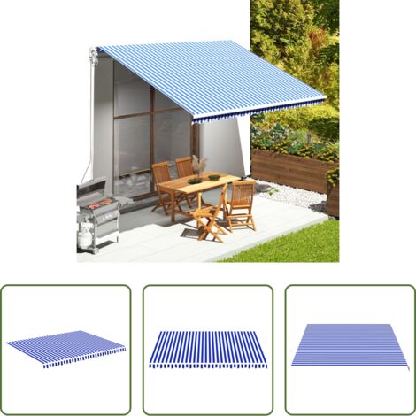 vidaXL Tenda da giardino -  Tessuto di Ricambio per Tenda da Sole Blu e Bianco 4,5x3,5 m