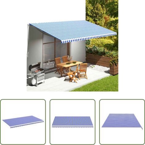 vidaXL Tenda da giardino -  Tessuto di Ricambio per Tenda da Sole Blu e Bianco 6x3,5 m
