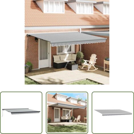 vidaXL Tenda da patio -  Tenda Retrattile Antracite e Bianca 4,5x3 m Tessuto e Alluminio