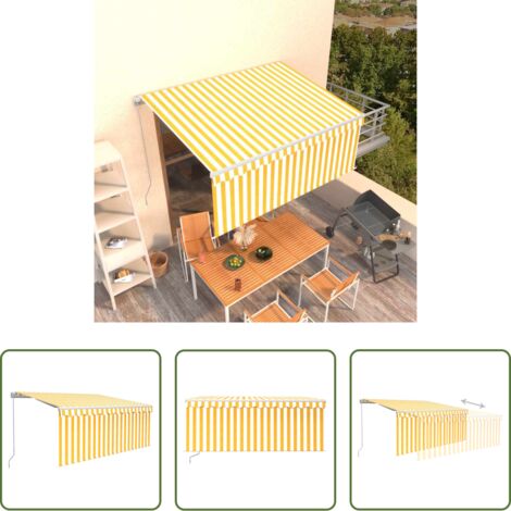 vidaXL Tenda da sole alluminio -  Tenda da Sole Retrattile con Parasole 3,5x2,5m Gialla e Bianca