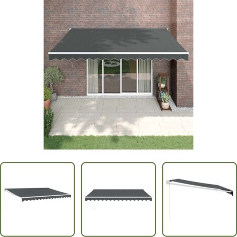 vidaXL Tenda da sole antracite -  Tenda da Sole Retrattile Antracite 4,5x3 m Tessuto e Alluminio