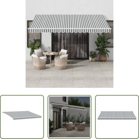 vidaXL Tenda da sole antracite -  Tenda Retrattile Manuale con LED Antracite e Bianco 450x350 cm