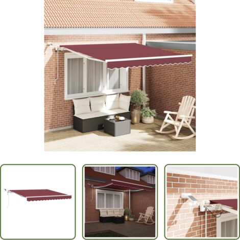 vidaXL Tenda da sole automatica -  Tenda da Sole Retrattile Automatica con LED Bordò 300x250 cm