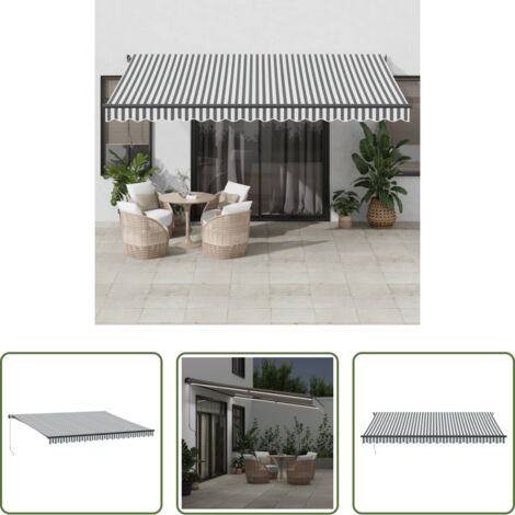 vidaXL Tenda da sole autoportante -  Tenda Retrattile Manuale con LED Antracite e Bianco 450x350 cm