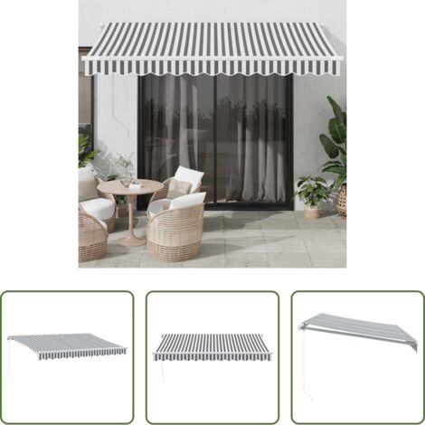 vidaXL Tenda da sole bianca -  Tenda da Sole Retrattile Manuale Antracite e Bianco 350x250 cm
