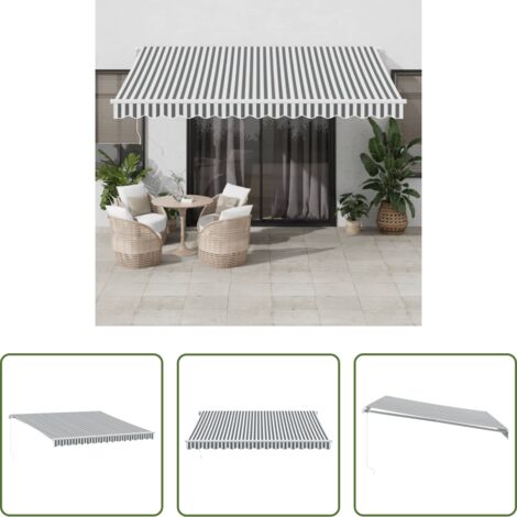 vidaXL Tenda da sole bianca -  Tenda da Sole Retrattile Manuale Antracite e Bianco 400x350 cm