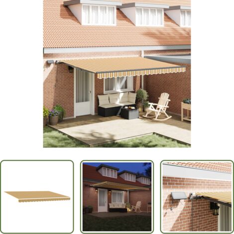 vidaXL Tenda da sole con illuminazione LED -  Tenda Retrattile Multicolore 450 ×300 cm Tessuto